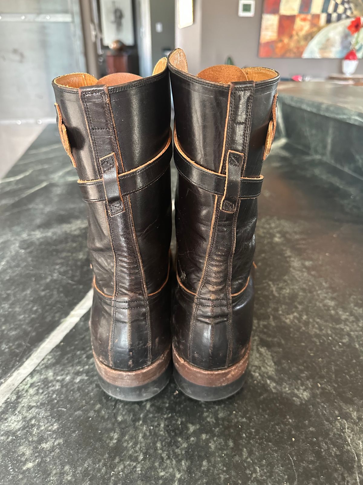 Photo by Ohmayer on March 1, 2026 of the Eastman Leather Tanker Boots in Black Horsehide.