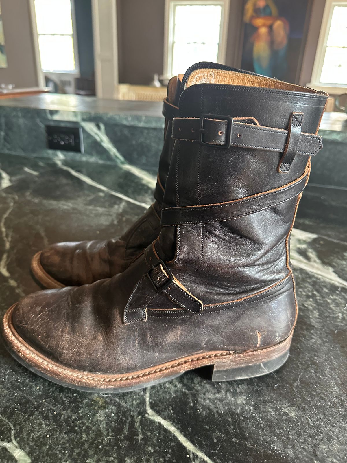 Photo by Ohmayer on March 1, 2026 of the Eastman Leather Tanker Boots in Black Horsehide.