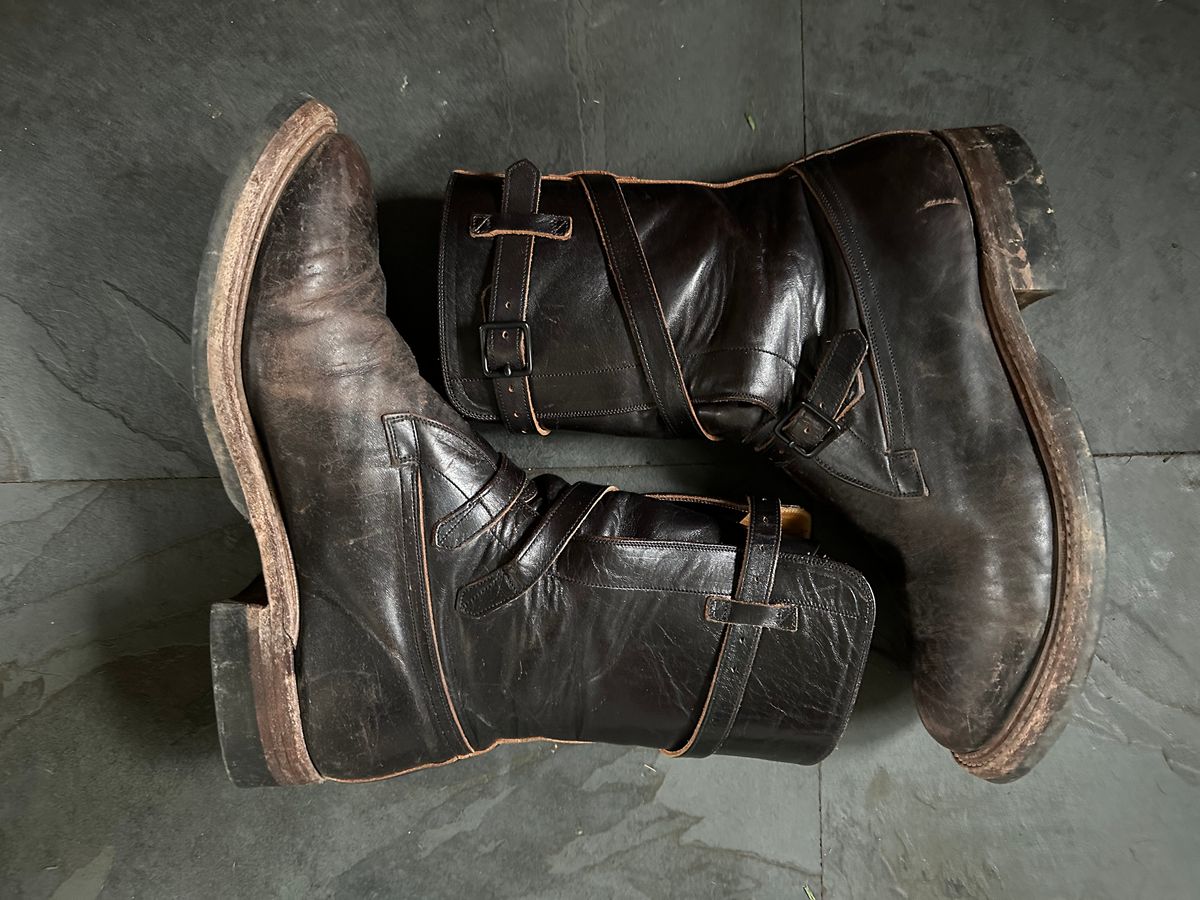 Photo by Ohmayer on April 5, 2026 of the Eastman Leather Tanker Boots in Black Horsehide.