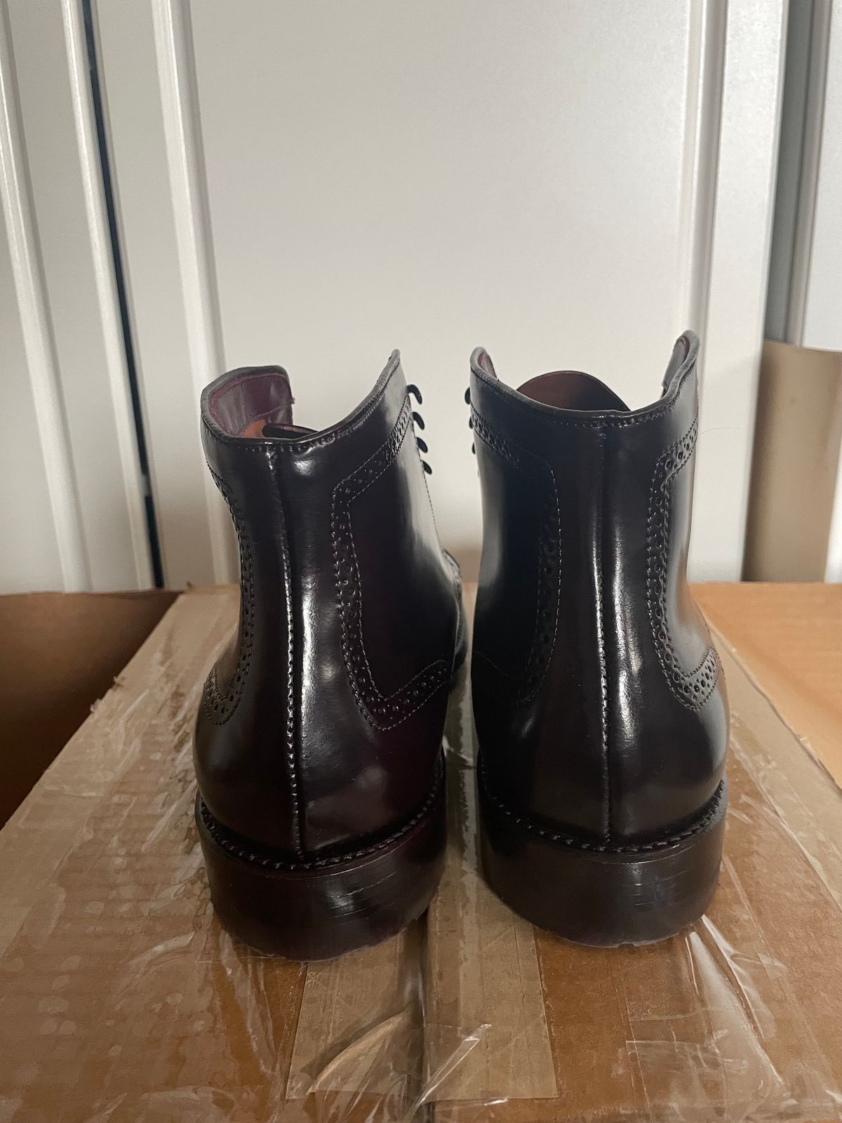Photo by harshhappens on November 1, 2023 of the Alden Medallion Cap Toe Boot in Horween Color 8 Shell Cordovan.