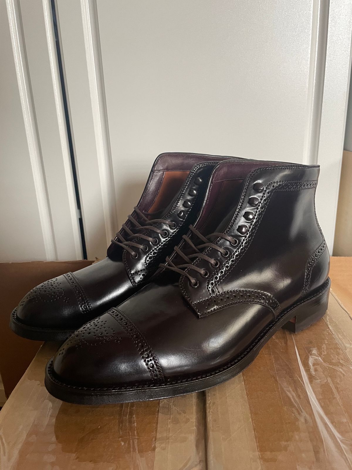 Photo by harshhappens on November 1, 2023 of the Alden Medallion Cap Toe Boot in Horween Color 8 Shell Cordovan.