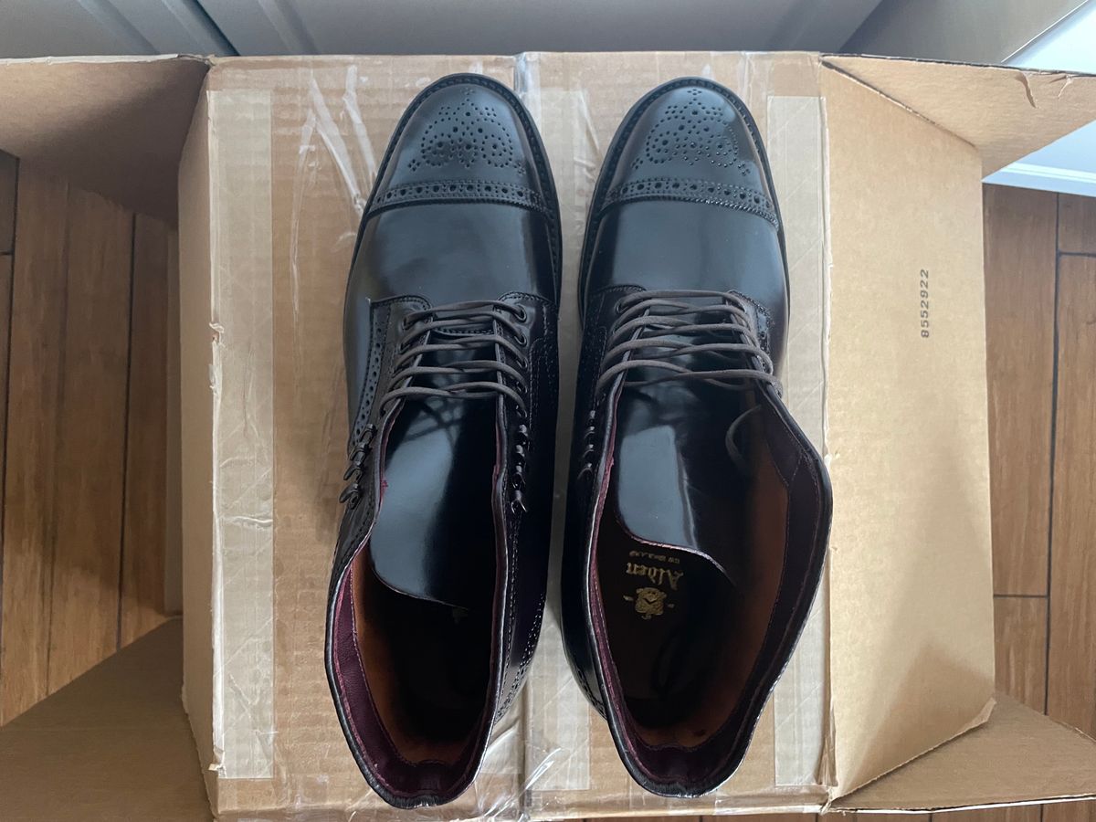 Photo by harshhappens on November 1, 2023 of the Alden Medallion Cap Toe Boot in Horween Color 8 Shell Cordovan.