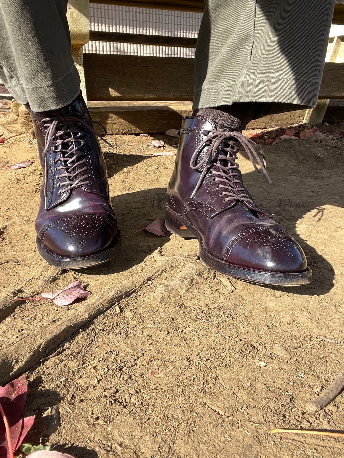 Photo by harshhappens on November 4, 2023 of the Alden Medallion Cap Toe Boot in Horween Color 8 Shell Cordovan.