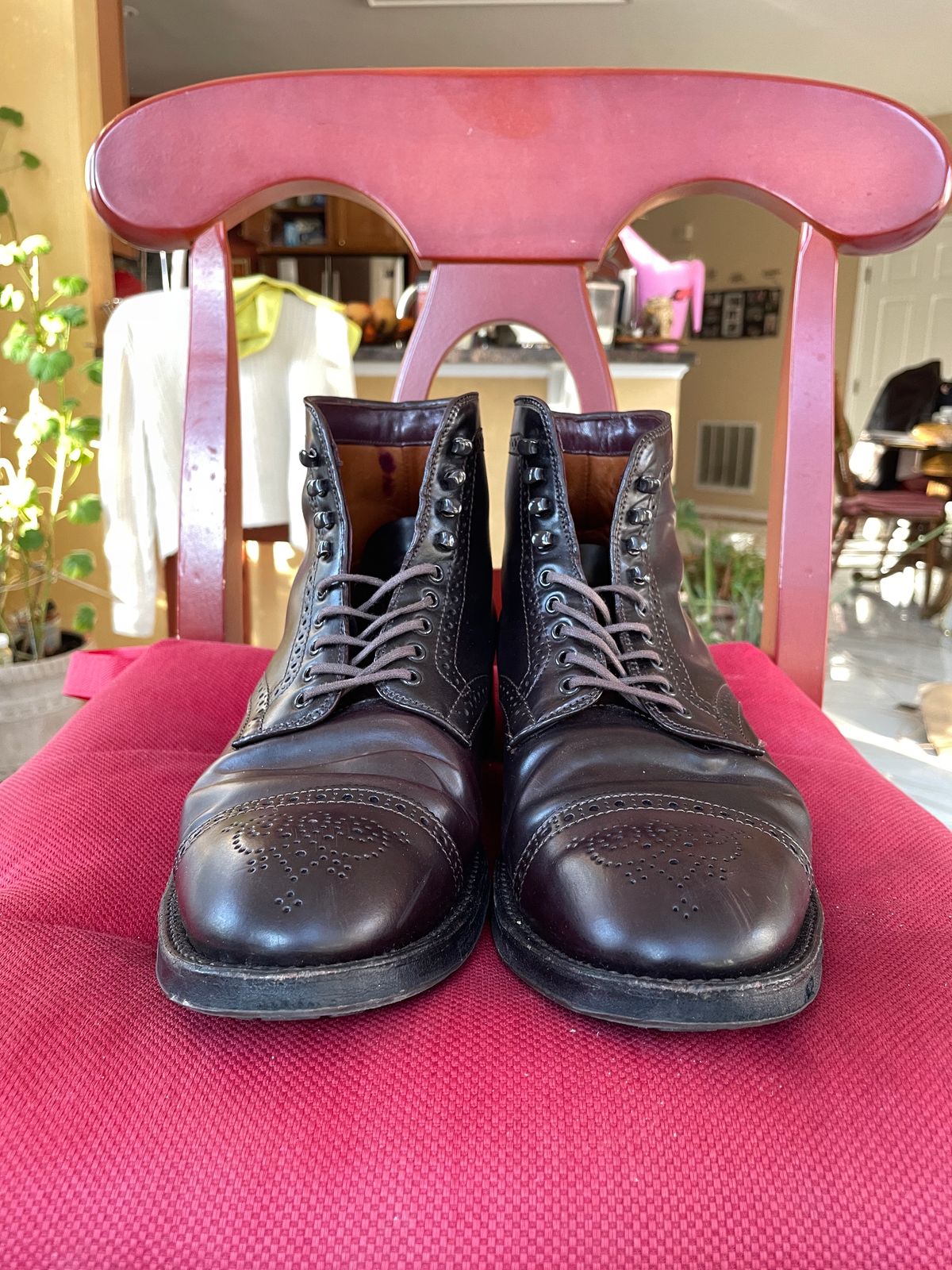 Photo by harshhappens on February 5, 2024 of the Alden Medallion Cap Toe Boot in Horween Color 8 Shell Cordovan.