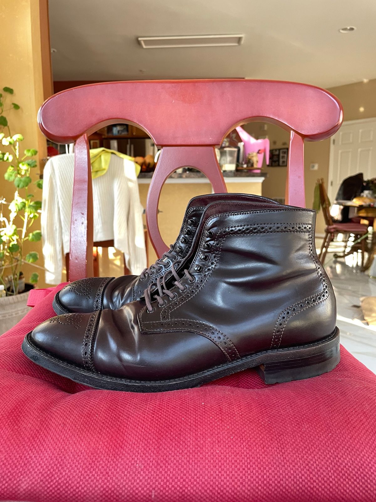 Photo by harshhappens on February 5, 2024 of the Alden Medallion Cap Toe Boot in Horween Color 8 Shell Cordovan.