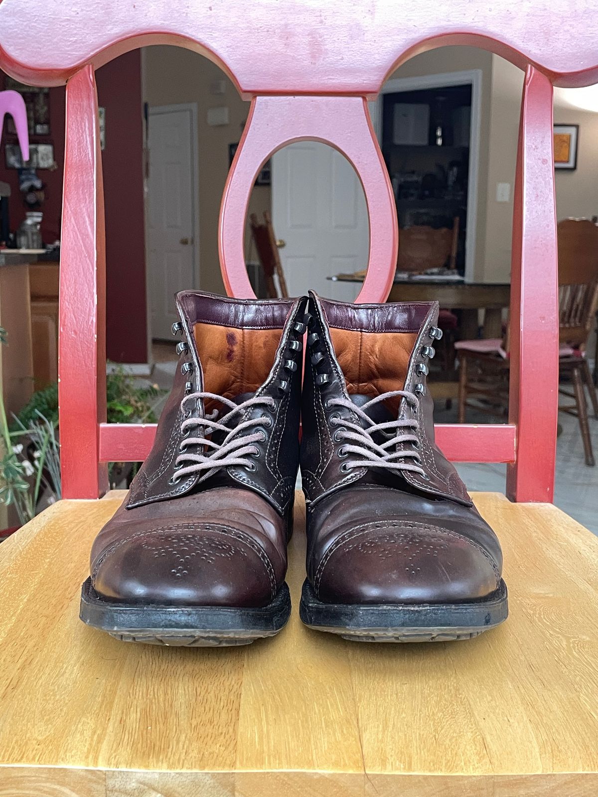 Photo by harshhappens on March 5, 2024 of the Alden Medallion Cap Toe Boot in Horween Color 8 Shell Cordovan.