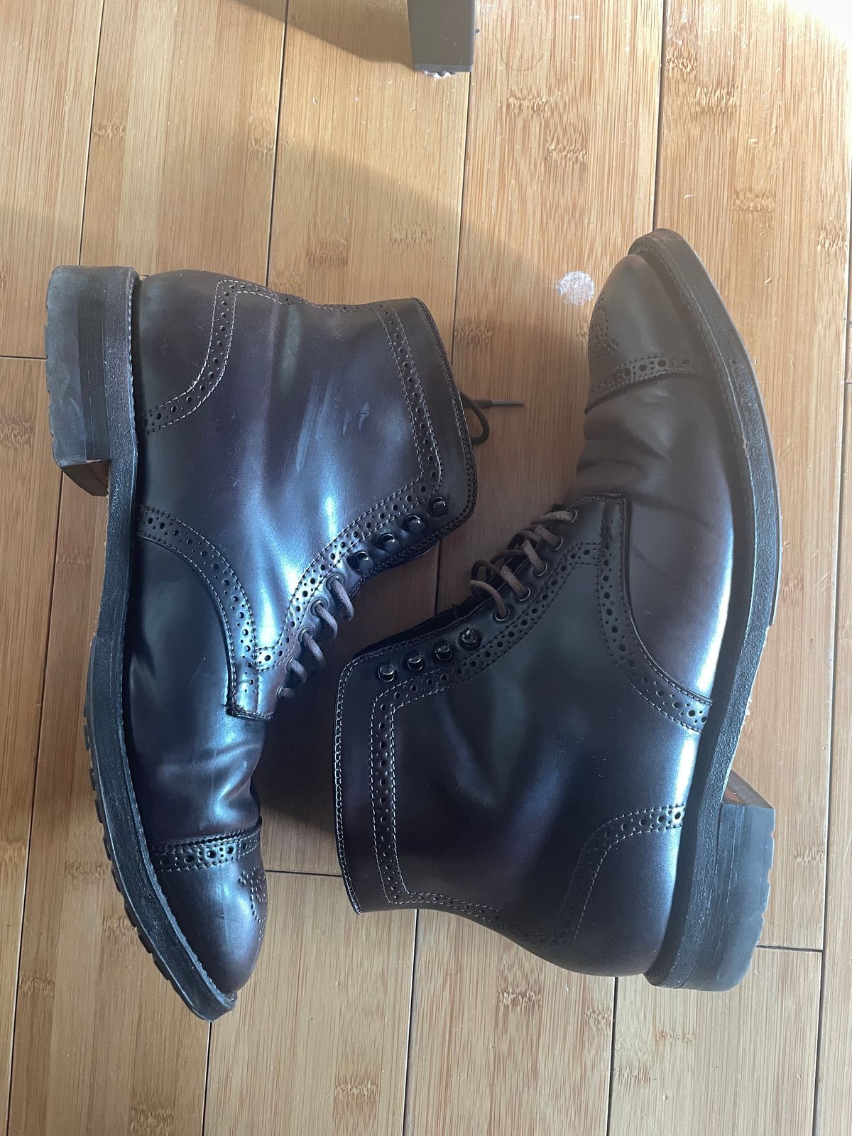Photo by harshhappens on March 5, 2024 of the Alden Medallion Cap Toe Boot in Horween Color 8 Shell Cordovan.
