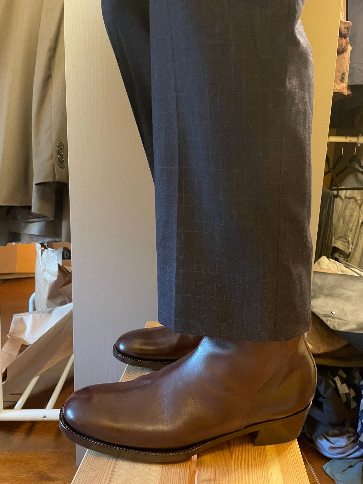 Photo by harshhappens on October 1, 2022 of the Clinch Jodhpur Boots in Brown French Calfskin.