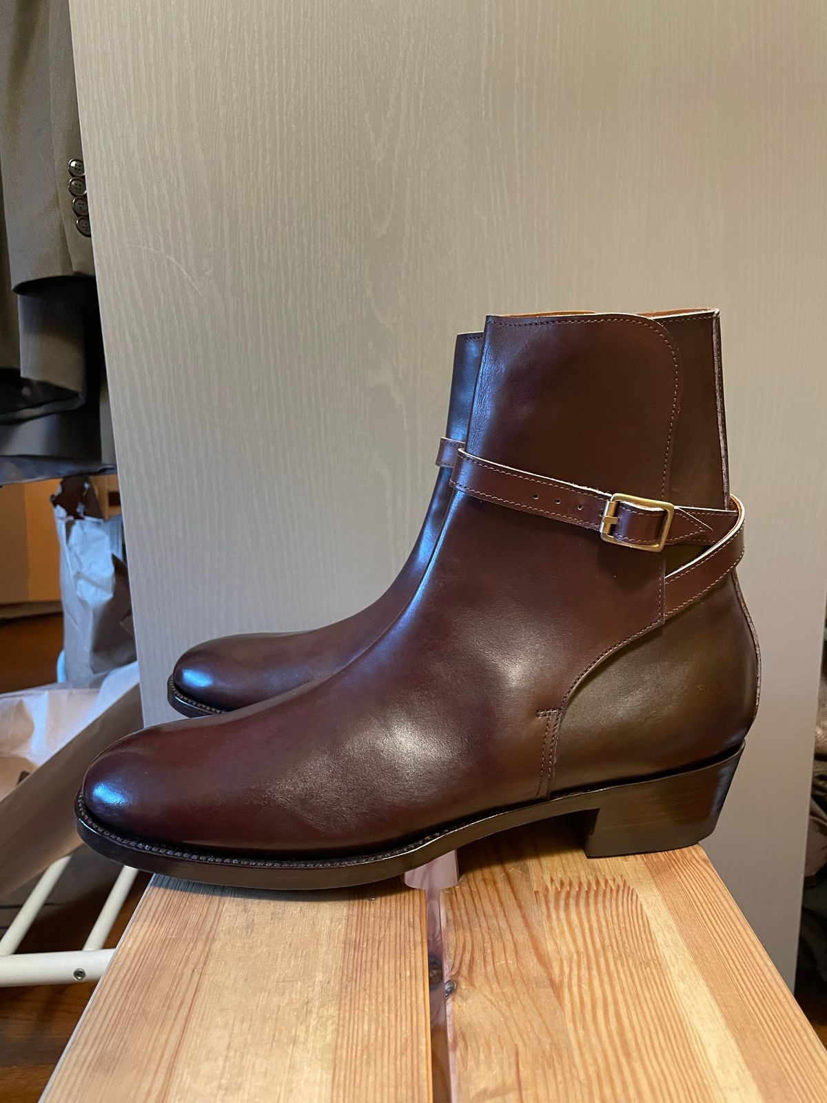 Photo by harshhappens on October 1, 2022 of the Clinch Jodhpur Boots in Brown French Calfskin.