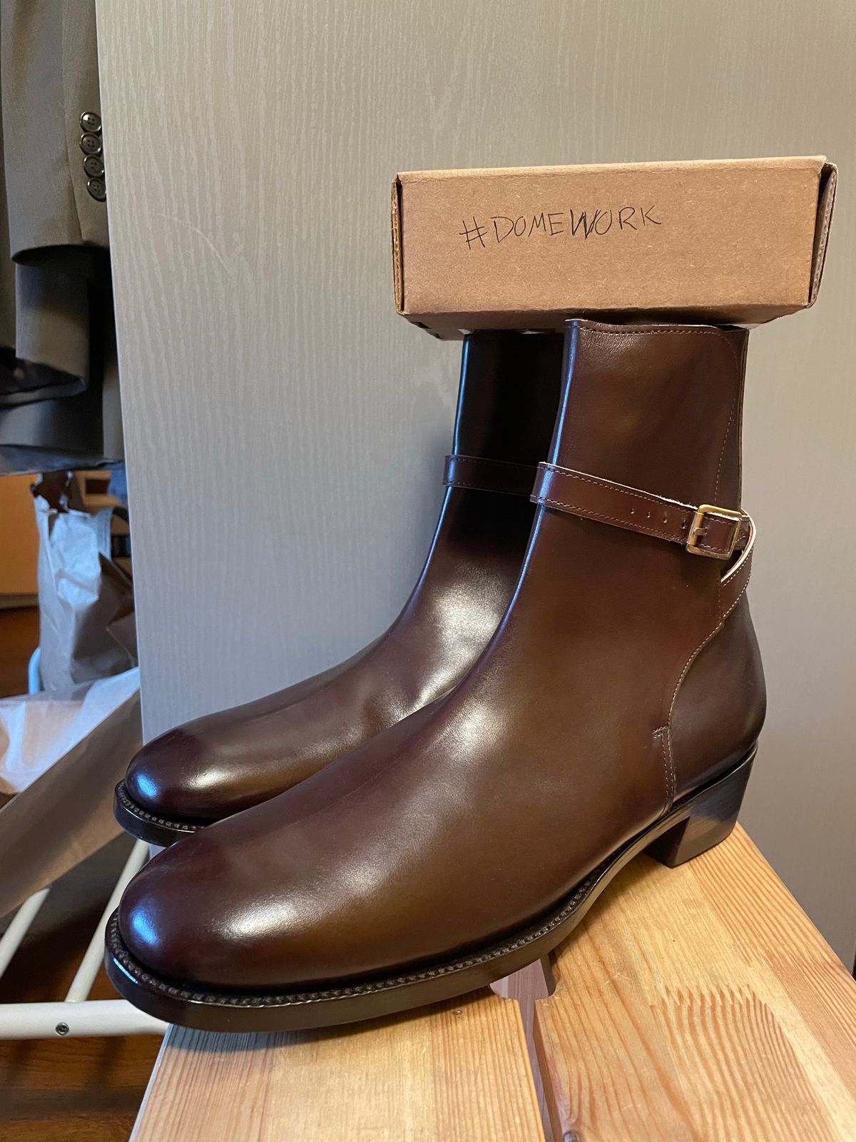 Photo by harshhappens on October 1, 2022 of the Clinch Jodhpur Boots in Brown French Calfskin.