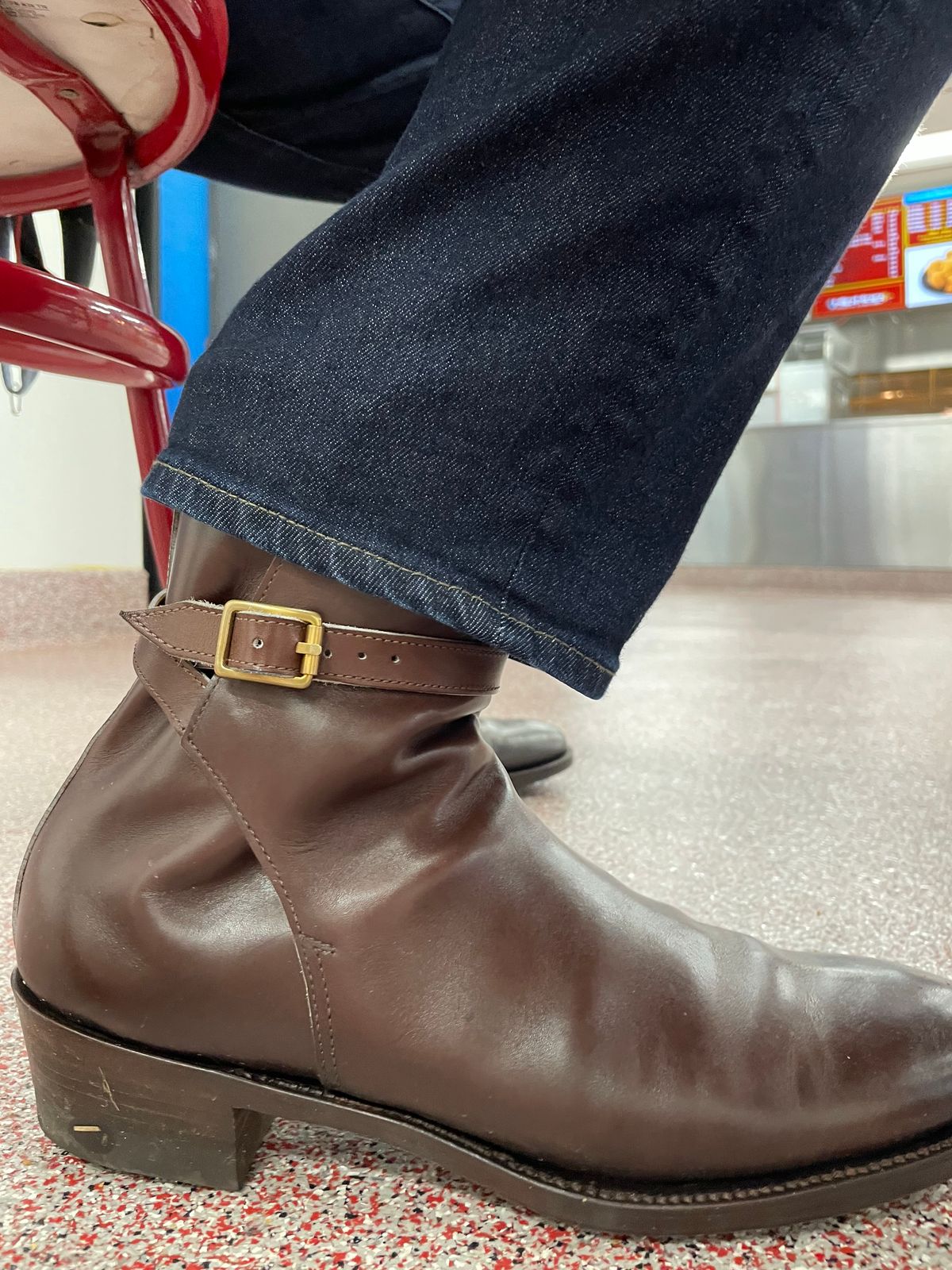 Photo by harshhappens on October 2, 2022 of the Clinch Jodhpur Boots in Brown French Calfskin.