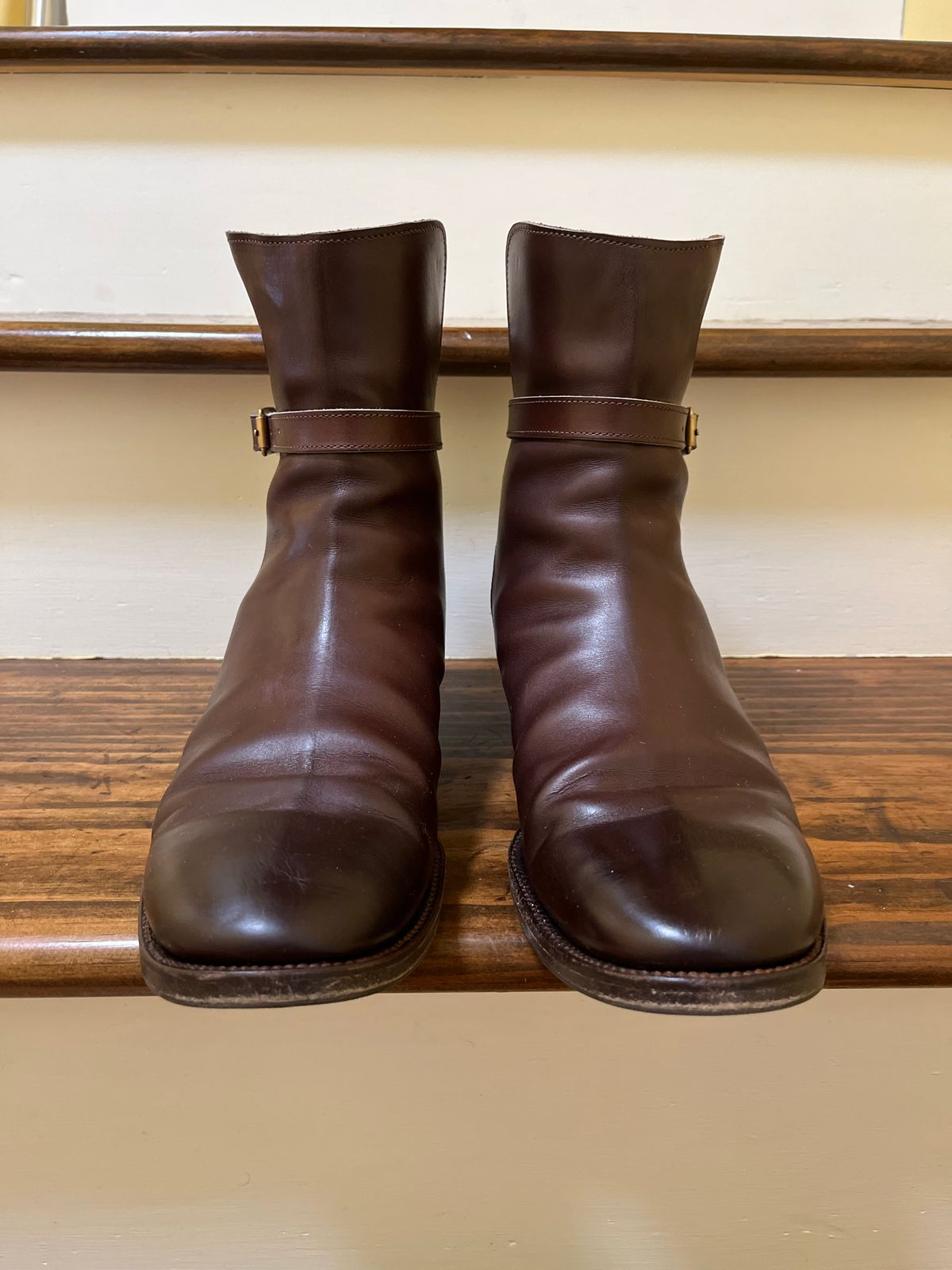 Photo by harshhappens on November 5, 2022 of the Clinch Jodhpur Boots in Brown French Calfskin.