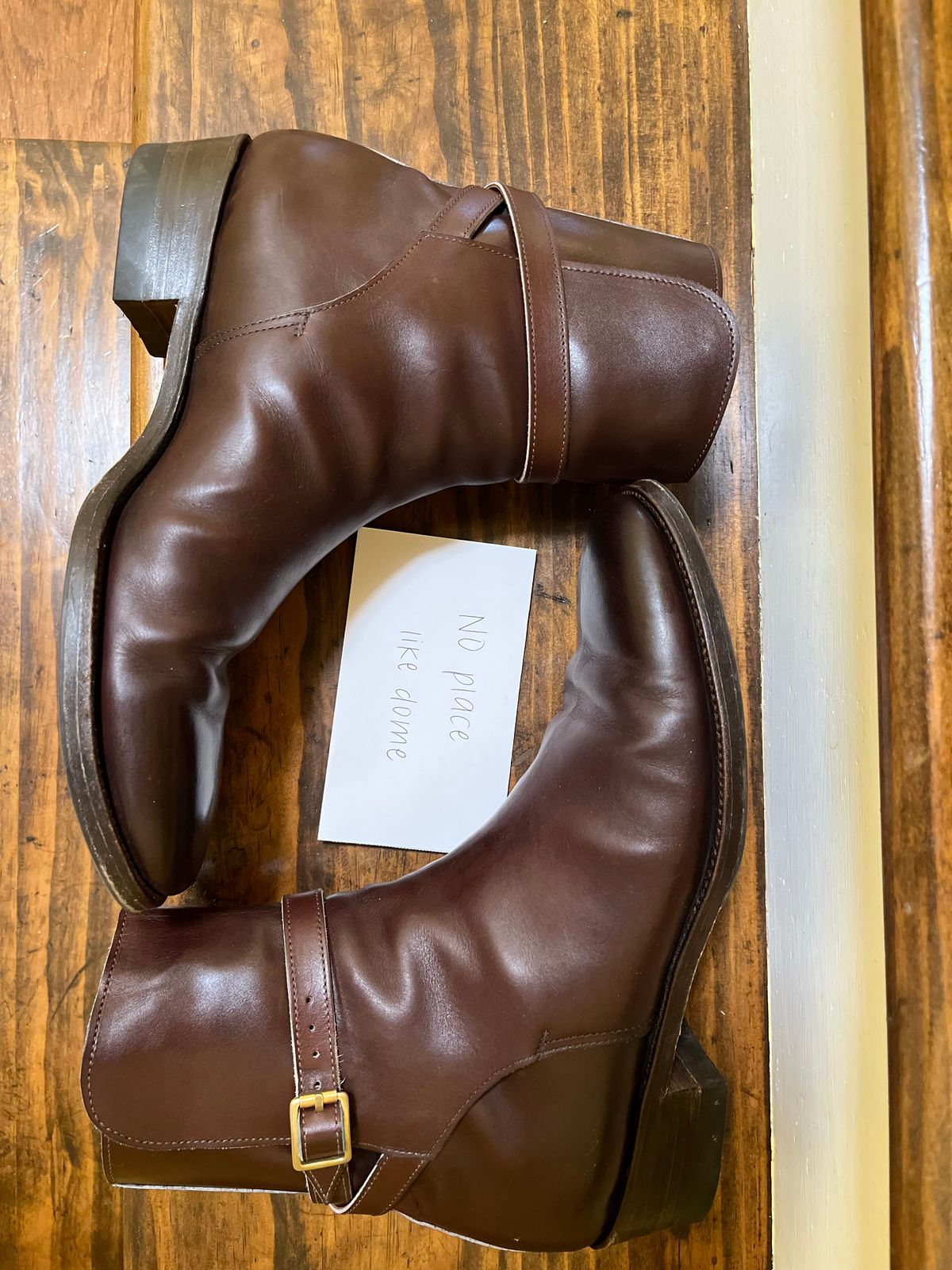Photo by harshhappens on November 5, 2022 of the Clinch Jodhpur Boots in Brown French Calfskin.
