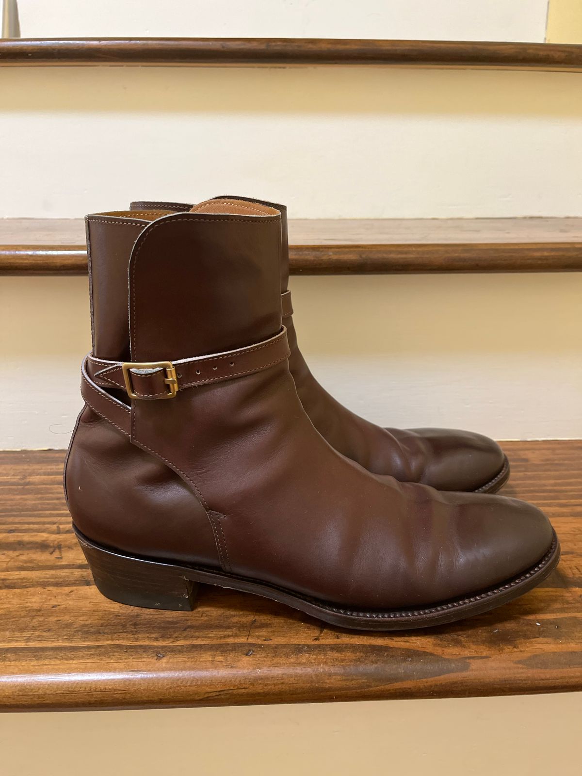 Photo by harshhappens on November 5, 2022 of the Clinch Jodhpur Boots in Brown French Calfskin.