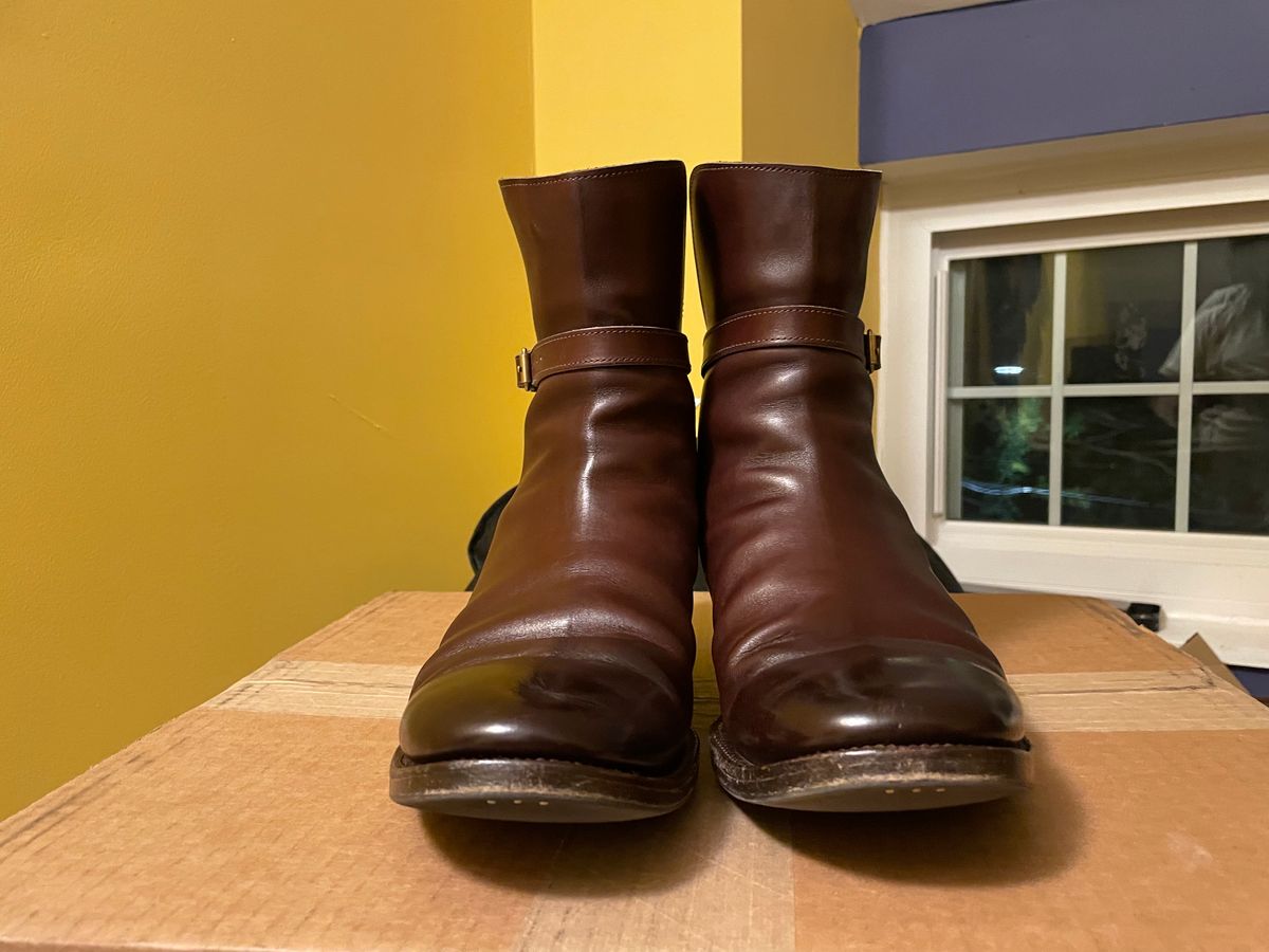 Photo by harshhappens on December 4, 2022 of the Clinch Jodhpur Boots in Brown French Calfskin.