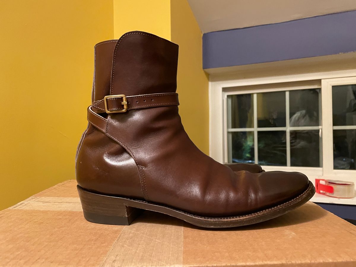 Photo by harshhappens on December 4, 2022 of the Clinch Jodhpur Boots in Brown French Calfskin.