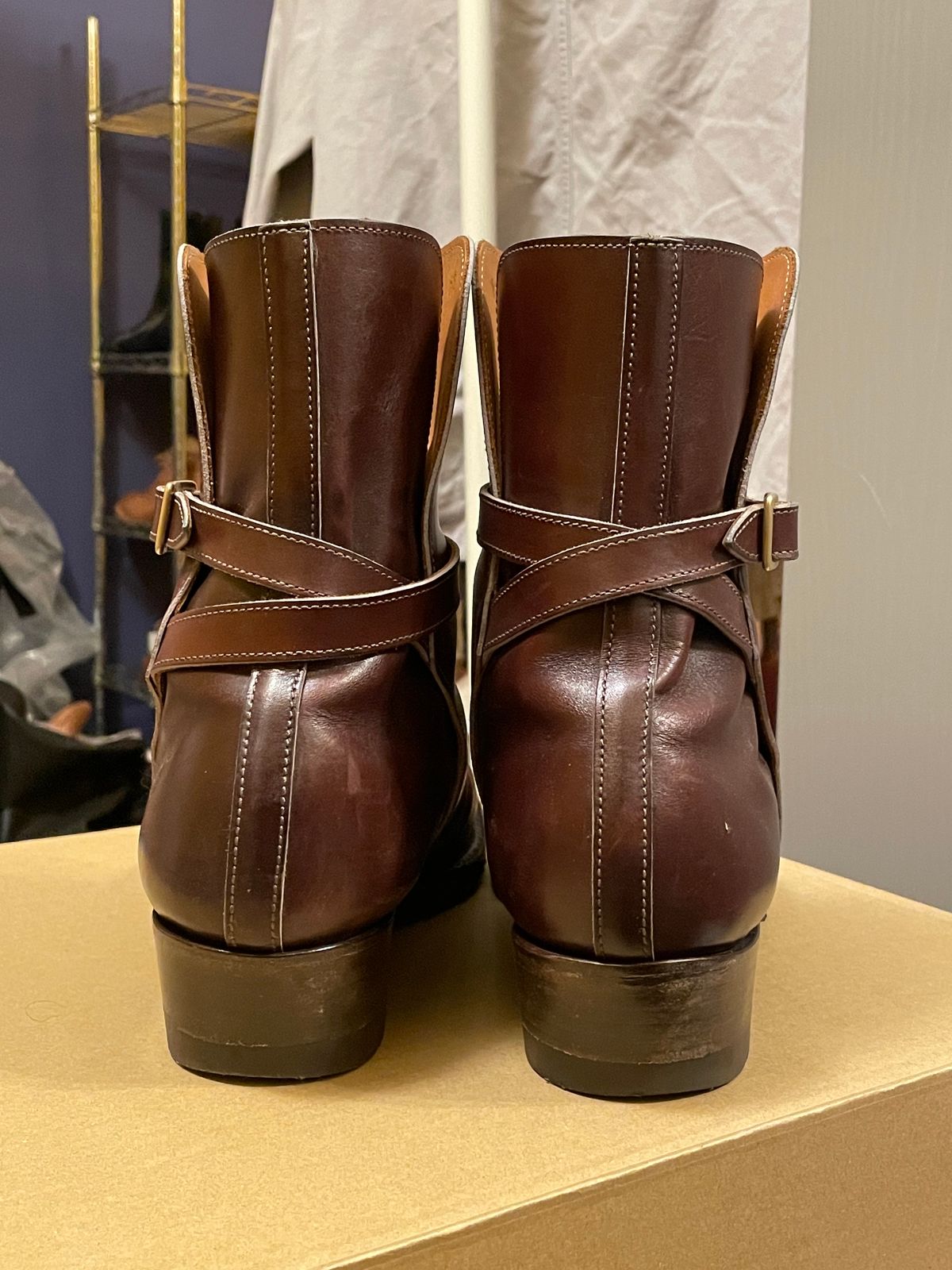 Photo by harshhappens on January 4, 2023 of the Clinch Jodhpur Boots in Brown French Calfskin.