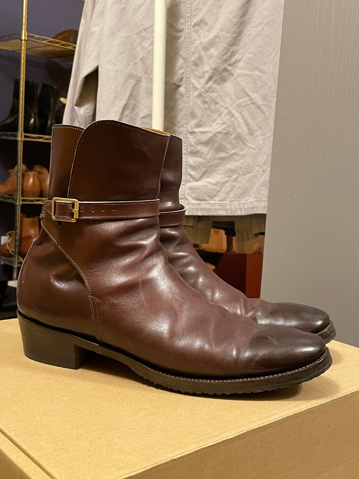 Photo by harshhappens on January 4, 2023 of the Clinch Jodhpur Boots in Brown French Calfskin.