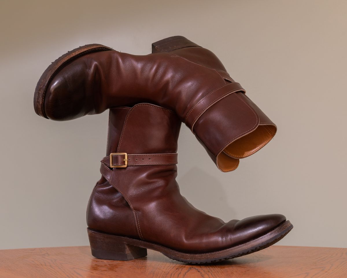 Photo by harshhappens on April 1, 2023 of the Clinch Jodhpur Boots in Brown French Calfskin.