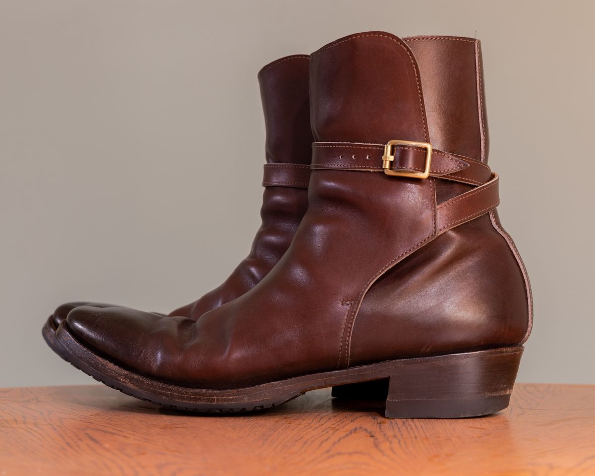 Photo by harshhappens on April 1, 2023 of the Clinch Jodhpur Boots in Brown French Calfskin.