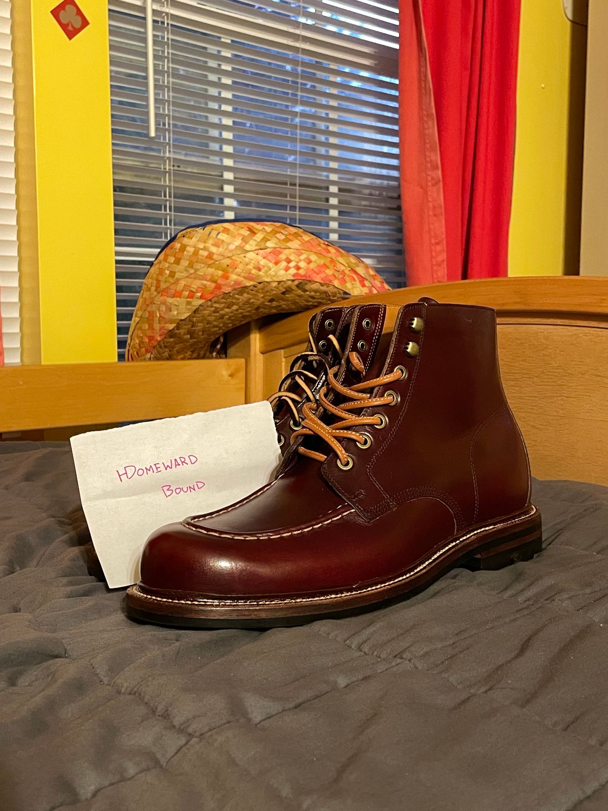 Photo by harshhappens on October 1, 2023 of the Grant Stone Brass Boot in Horween Color 8 Chromexcel.