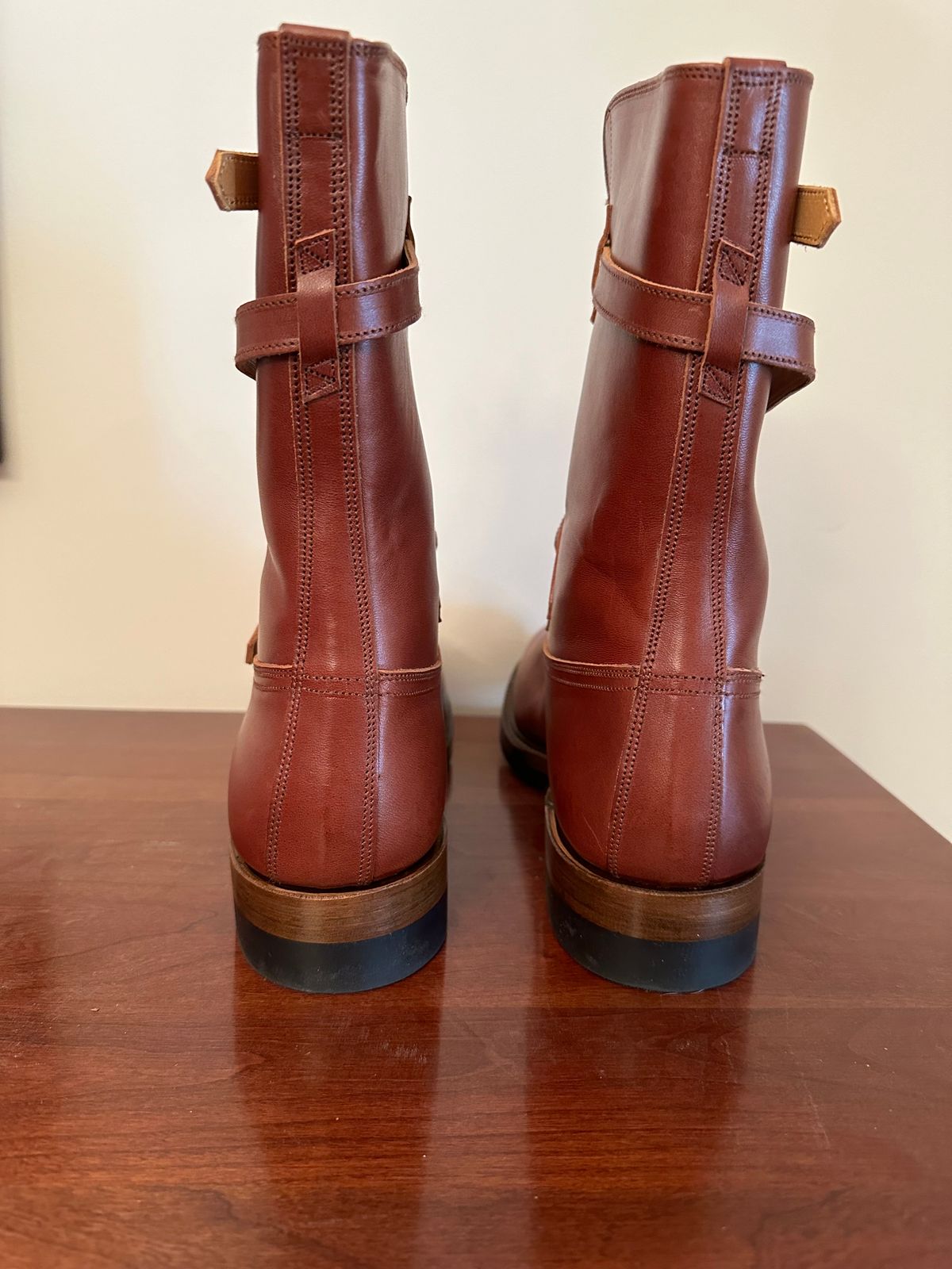 Photo by rheubanks on November 7, 2023 of the Eastman Leather Tanker Boots in Russet Brown Horsehide.