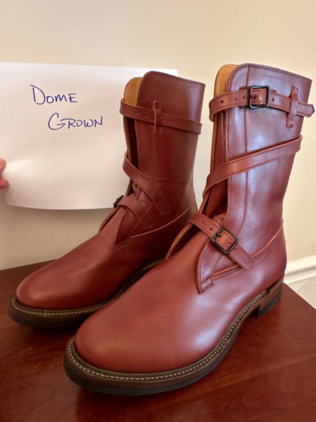 Photo by rheubanks on November 7, 2023 of the Eastman Leather Tanker Boots in Russet Brown Horsehide.