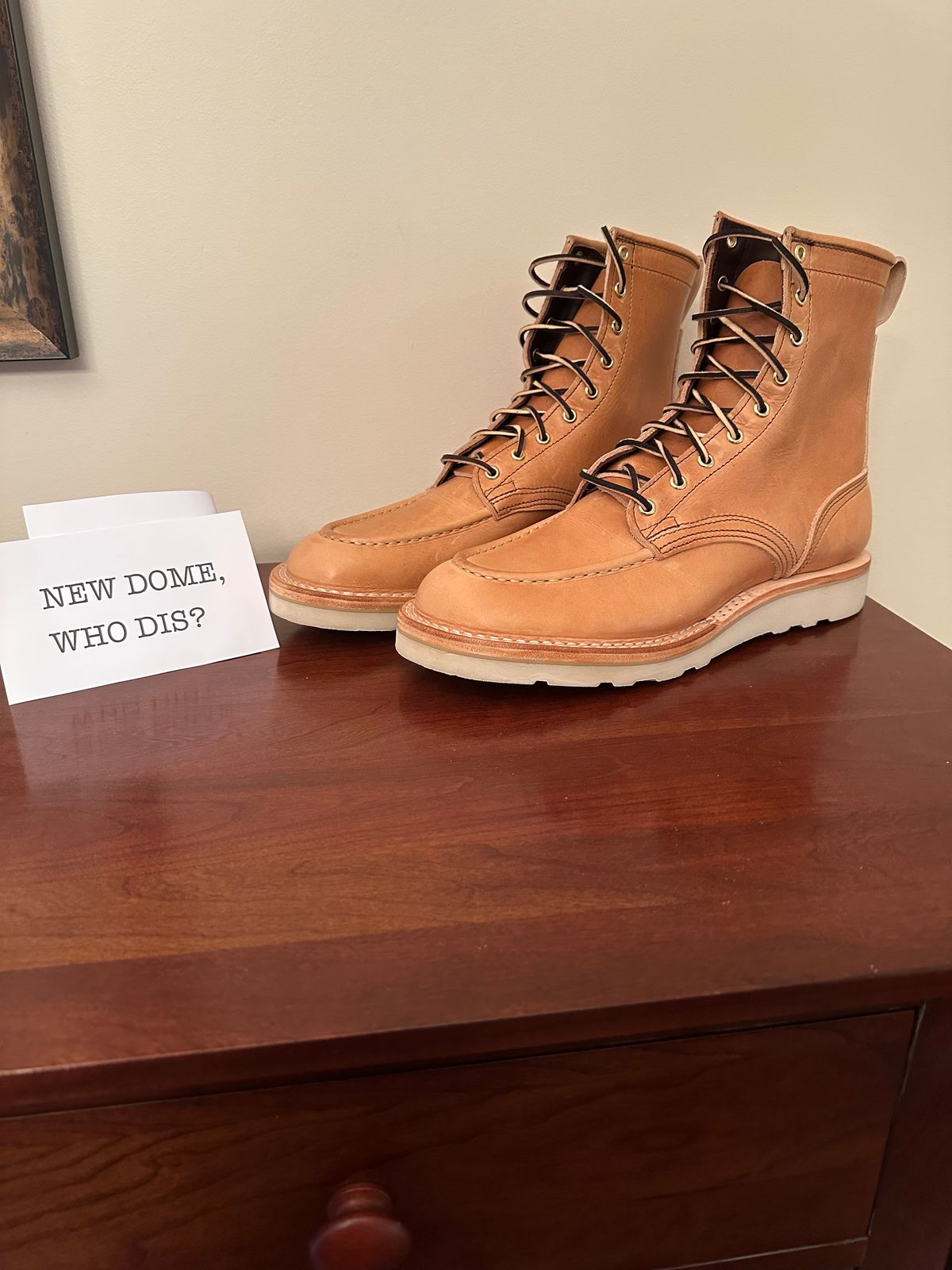 Photo by rheubanks on October 1, 2025 of the Nicks Moc Toe in Horween Light Natural Dublin.