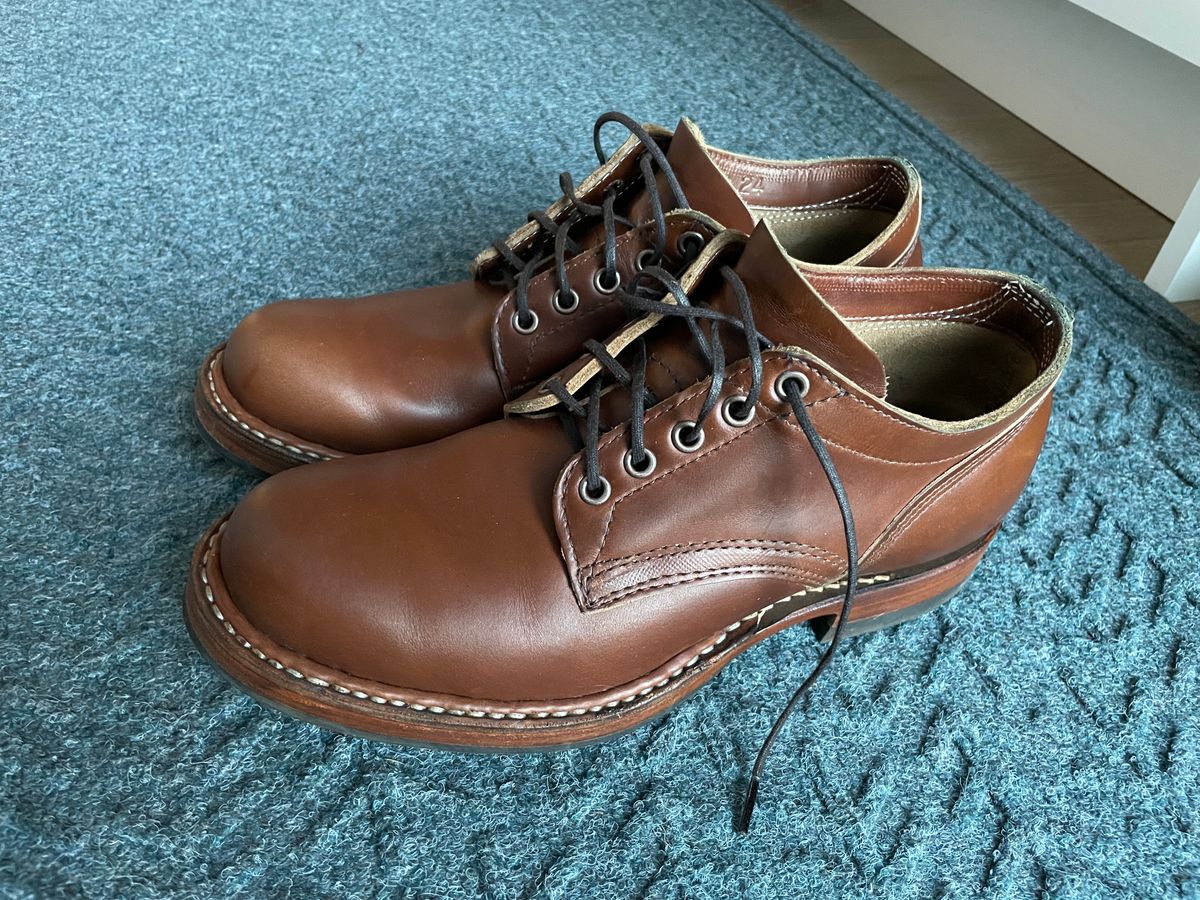 Photo by f8_bthere on November 6, 2024 of the White's Oxford in Horween British Tan Chromexcel.