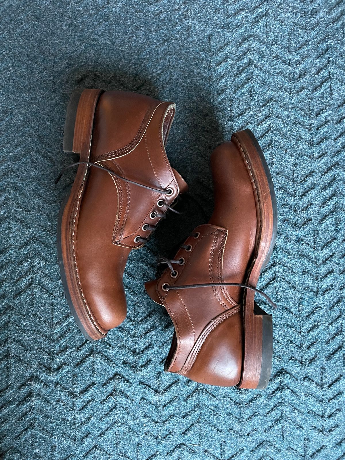 Photo by f8_bthere on November 6, 2024 of the White's Oxford in Horween British Tan Chromexcel.