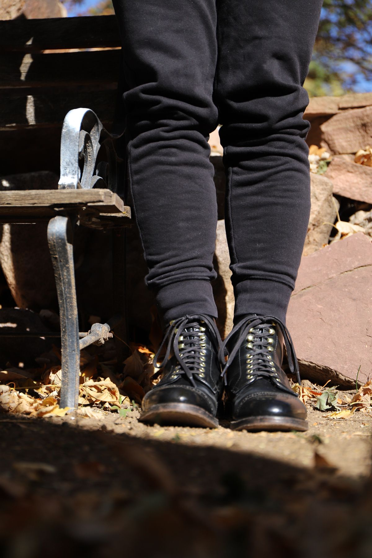 Photo by whippoorwill on November 1, 2022 of the Alden Perforated Cap Toe Boot in Horween Black Shell Cordovan.