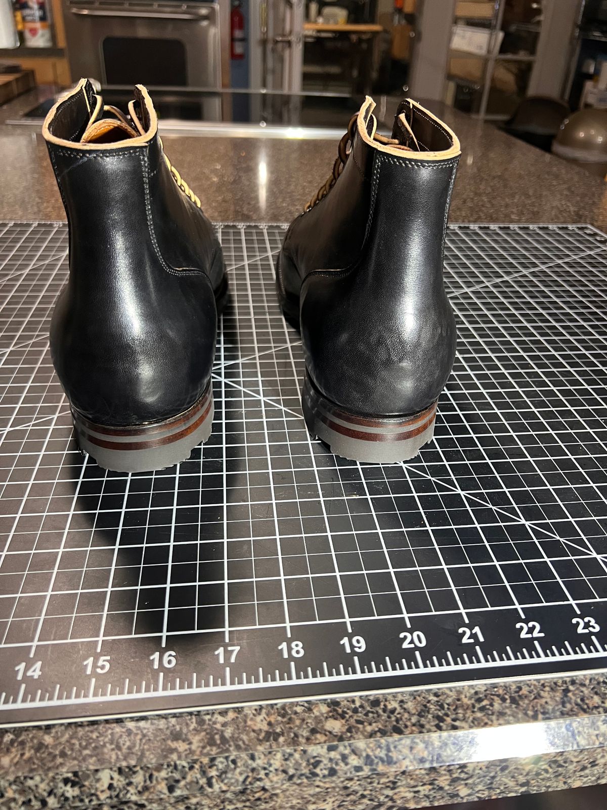 Photo by TheHobbyCobbler on November 1, 2024 of the Viberg Service Boot in Maryam Black Horsebutt.