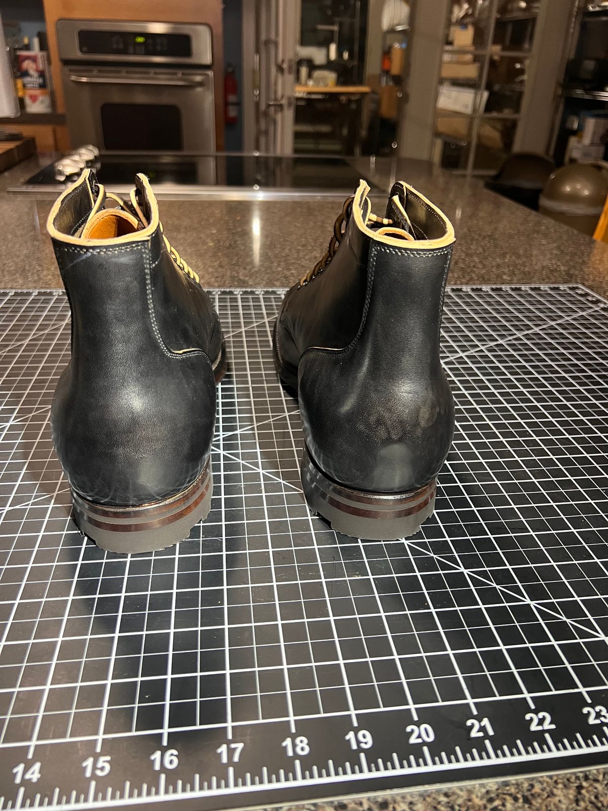 Photo by TheHobbyCobbler on November 1, 2024 of the Viberg Service Boot in Maryam Black Horsebutt.