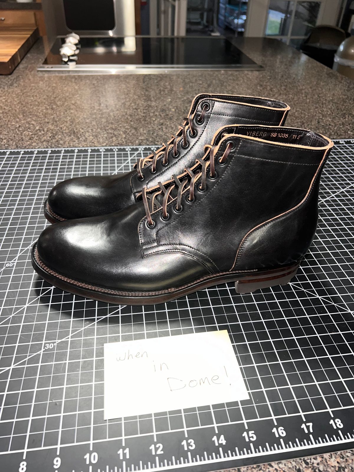 Photo by TheHobbyCobbler on November 1, 2024 of the Viberg Service Boot in Maryam Black Horsebutt.