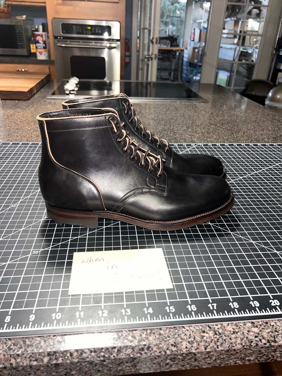 Photo by TheHobbyCobbler on November 1, 2024 of the Viberg Service Boot in Maryam Black Horsebutt.