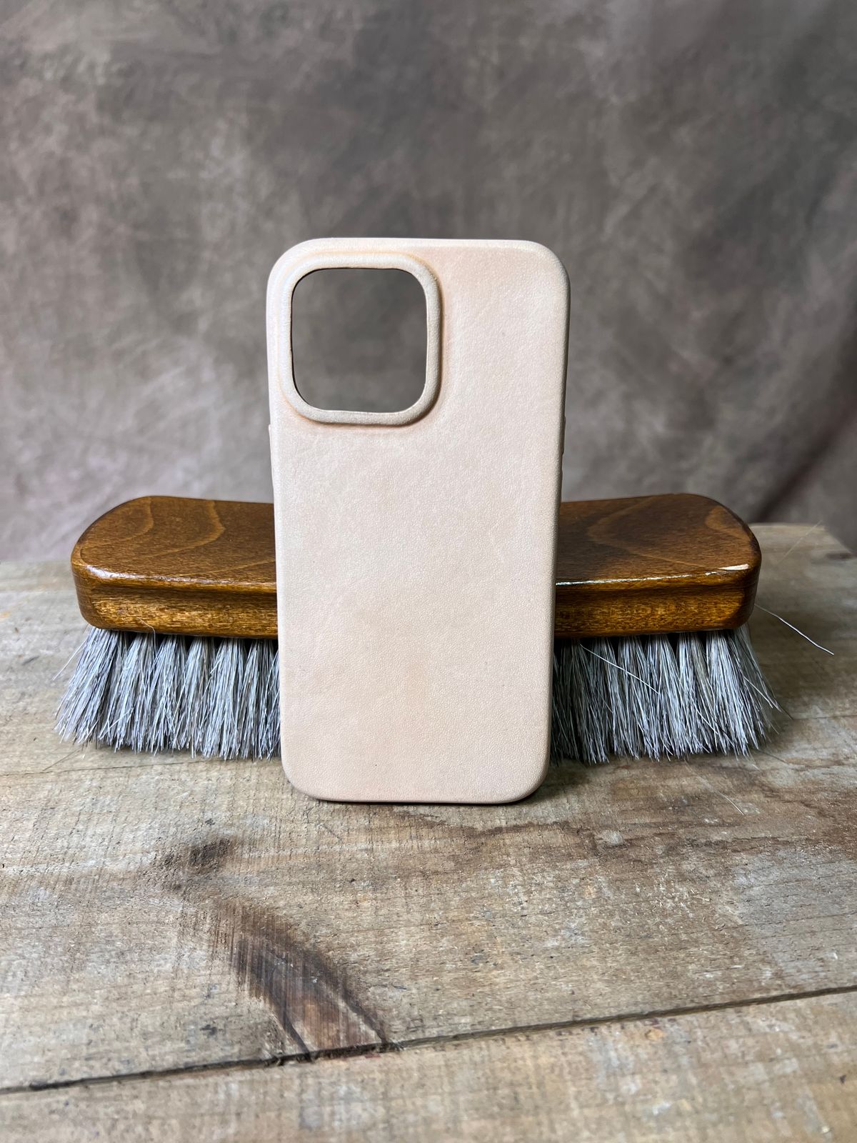 Photo by TheHobbyCobbler on September 30, 2025 of the Bridle Black Studio iPhone 13 Pro Phone Case in Unknown Natural Veg Tan.