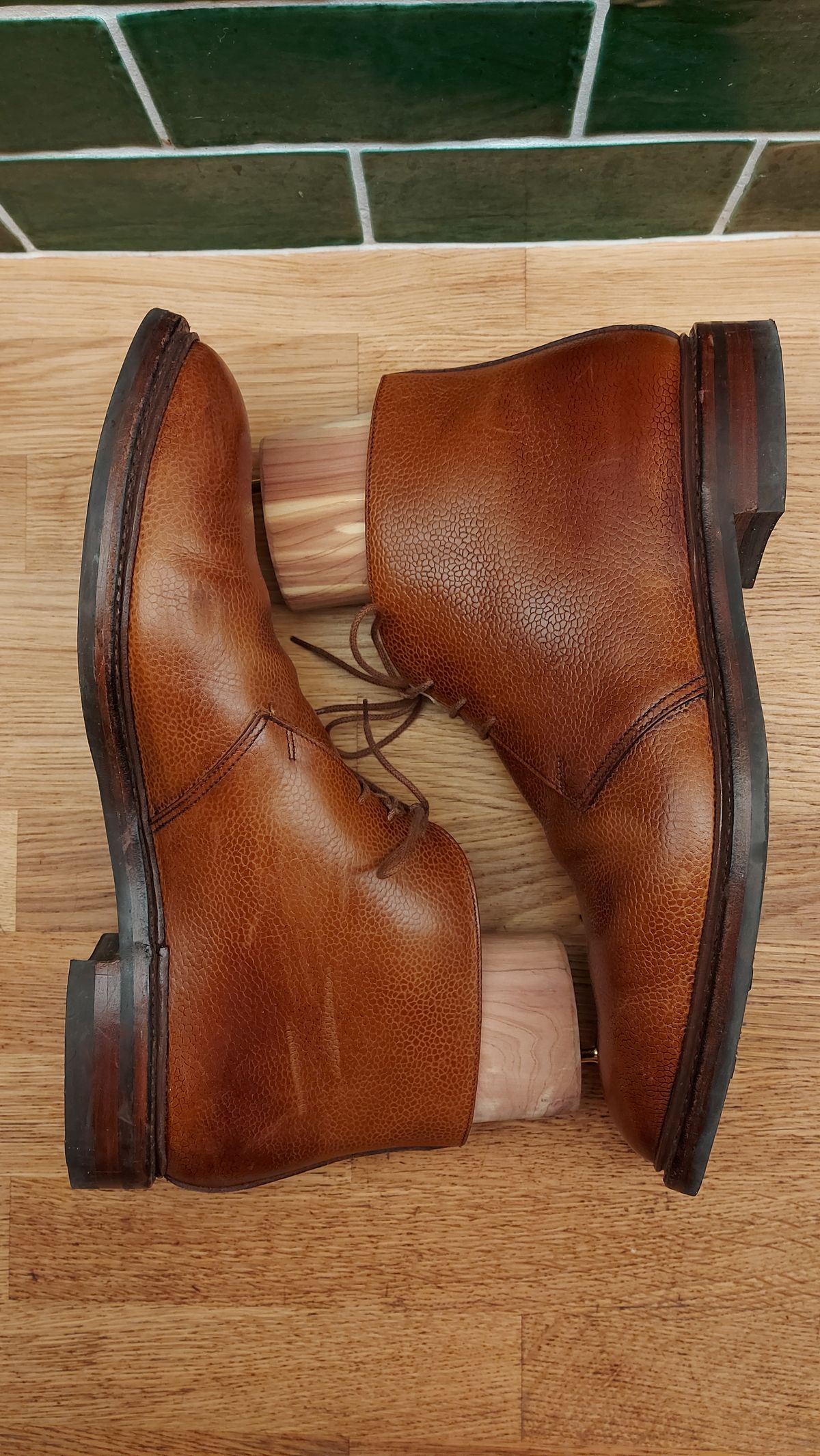 Photo by FightingAnts on December 5, 2022 of the Crockett & Jones Chepstow in Tan Scotch Grain.