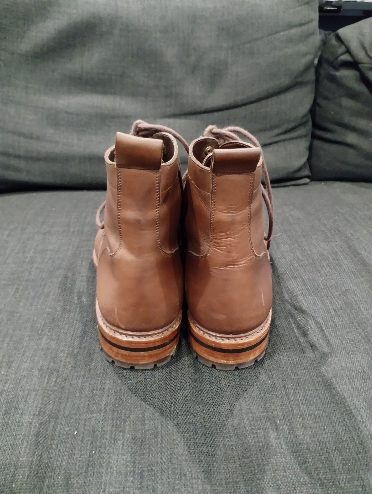 Photo by ScoutZekey on December 3, 2023 of the Blkbrd Shoemaker Dixon Cap Toe Derby Boot in Unknown Leather.