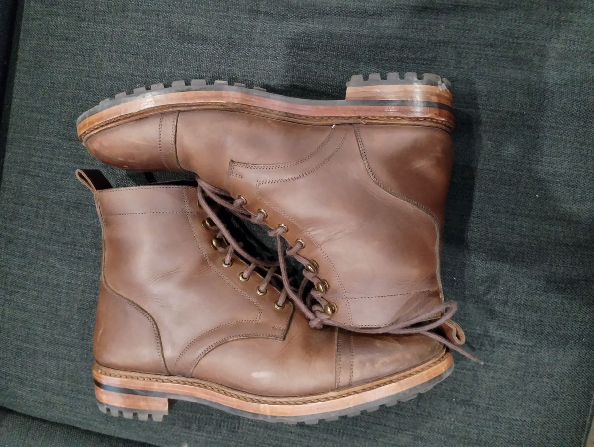 Photo by ScoutZekey on December 3, 2023 of the Blkbrd Shoemaker Dixon Cap Toe Derby Boot in Unknown Leather.