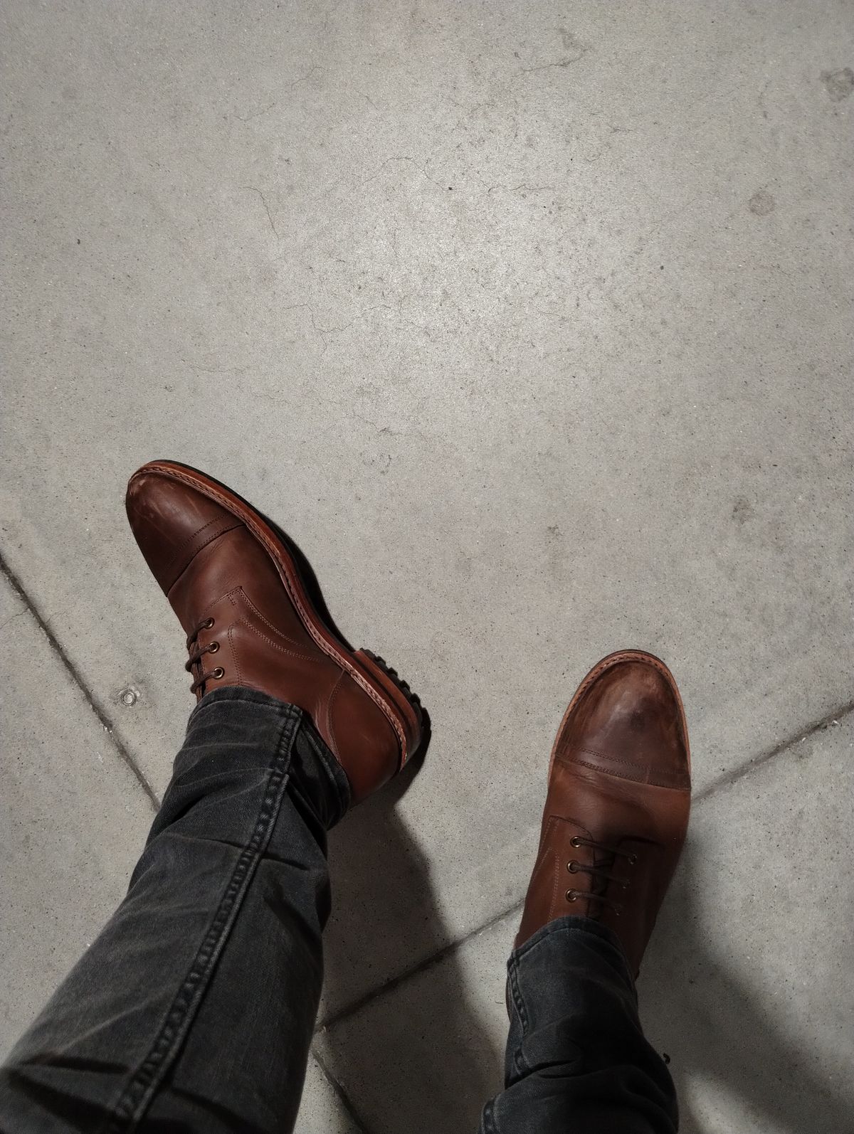 Photo by ScoutZekey on January 2, 2024 of the Blkbrd Shoemaker Dixon Cap Toe Derby Boot in Unknown Leather.