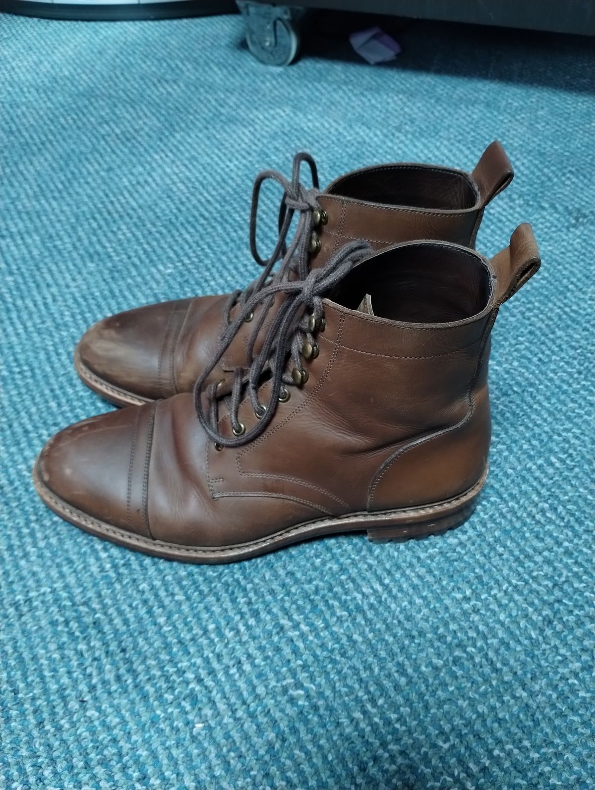 Photo by ScoutZekey on January 2, 2024 of the Blkbrd Shoemaker Dixon Cap Toe Derby Boot in Unknown Leather.