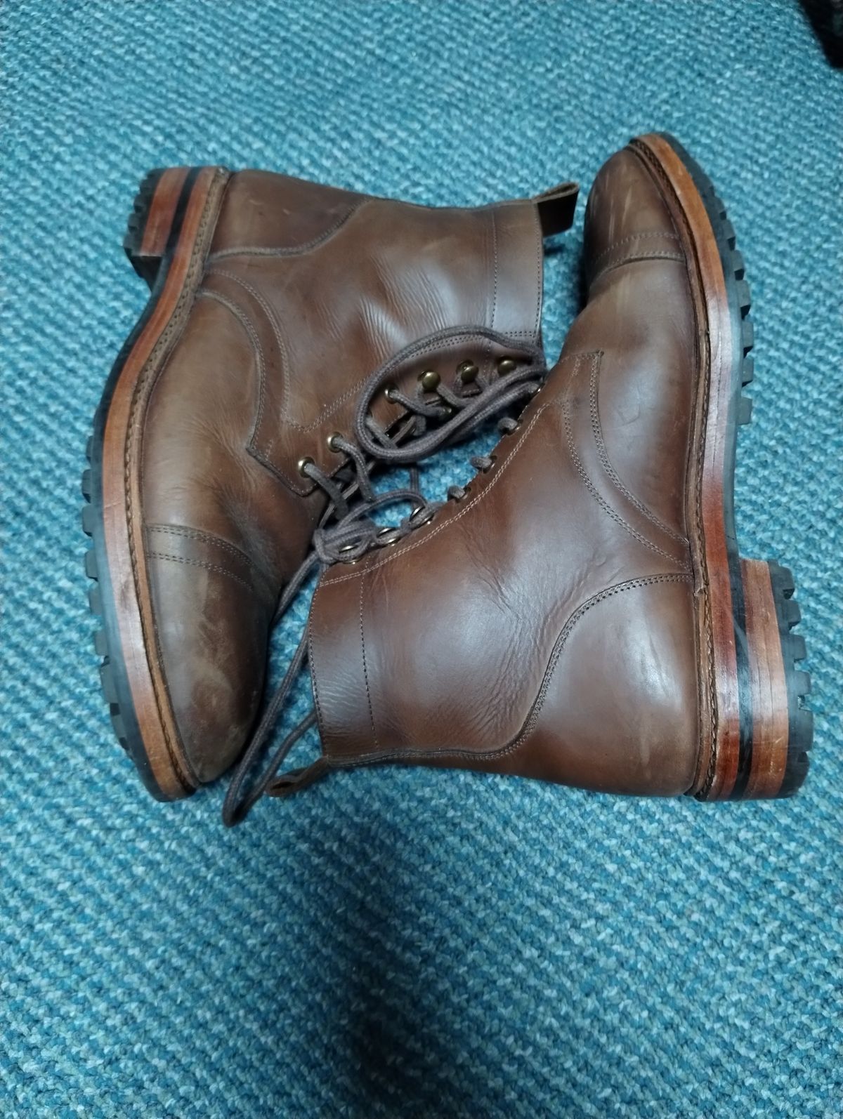 Photo by ScoutZekey on March 3, 2024 of the Blkbrd Shoemaker Dixon Cap Toe Derby Boot in Unknown Leather.