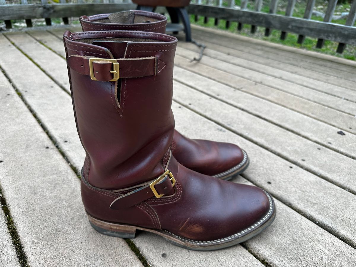 Photo by twg7 on April 1, 2023 of the Wesco Mister Lou in Horween Umber Chromexcel.