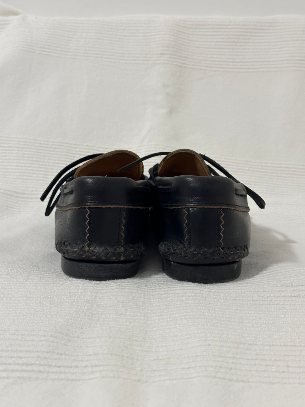 Photo by Snowcrashdenim on February 5, 2023 of the Yuketen Canoe Moc in Horween Black Chromexcel.
