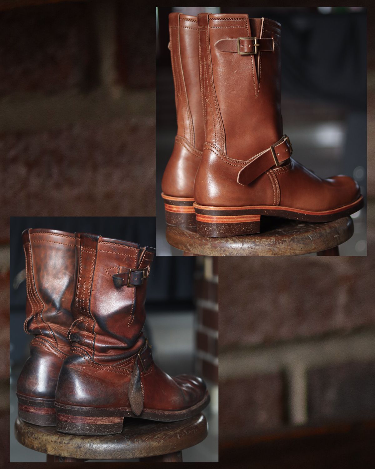 Photo by januardwijuang on May 13, 2025 of the Briselblack The Keeper 'Type 2' Engineer Boot in Toscanello Waxed Horsebutt Maryam Tannery.