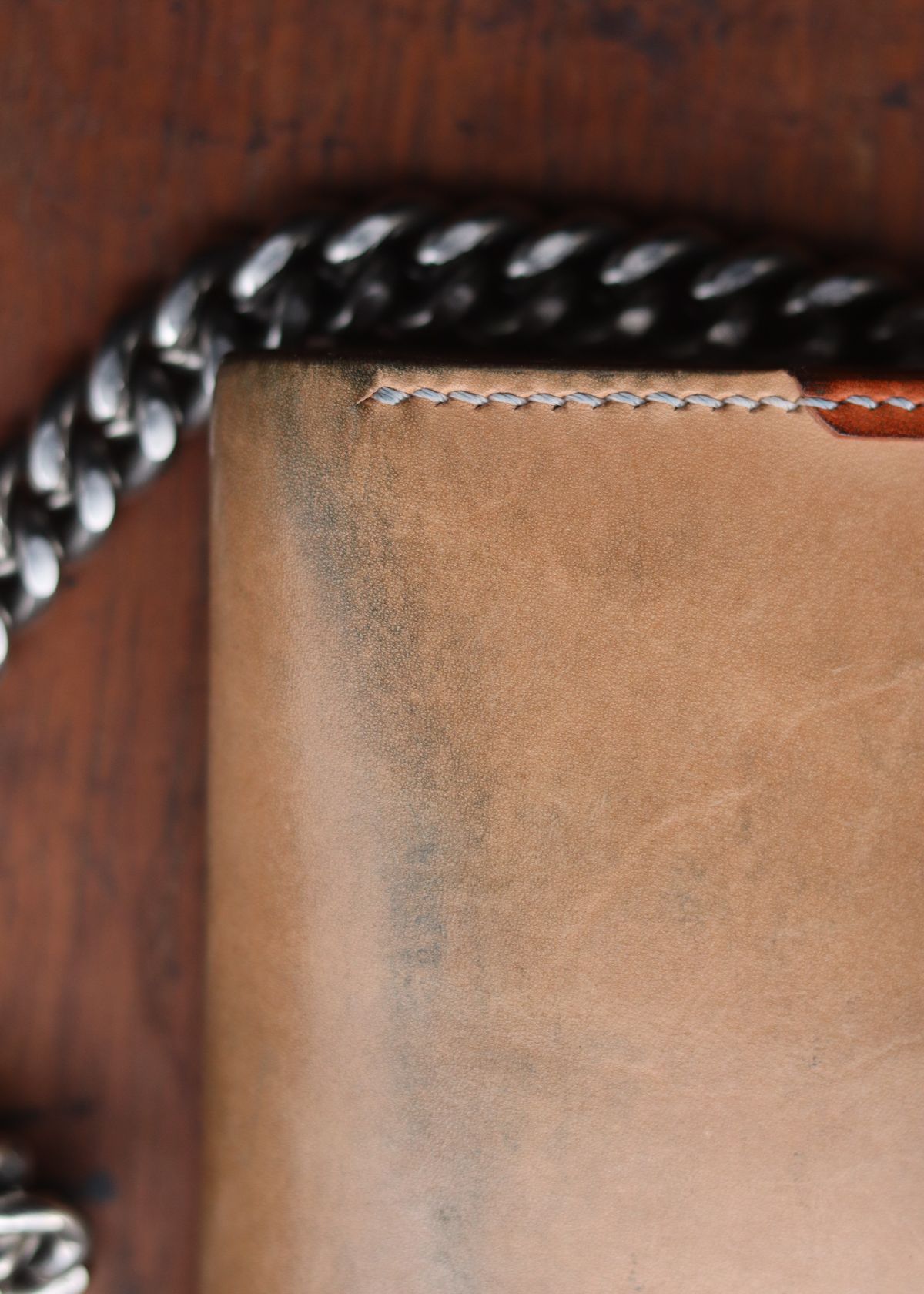 Photo by januardwijuang on November 30, 2025 of the Siege Leather Middle Concho Wallet in Indonesian Natural Veg Tan.