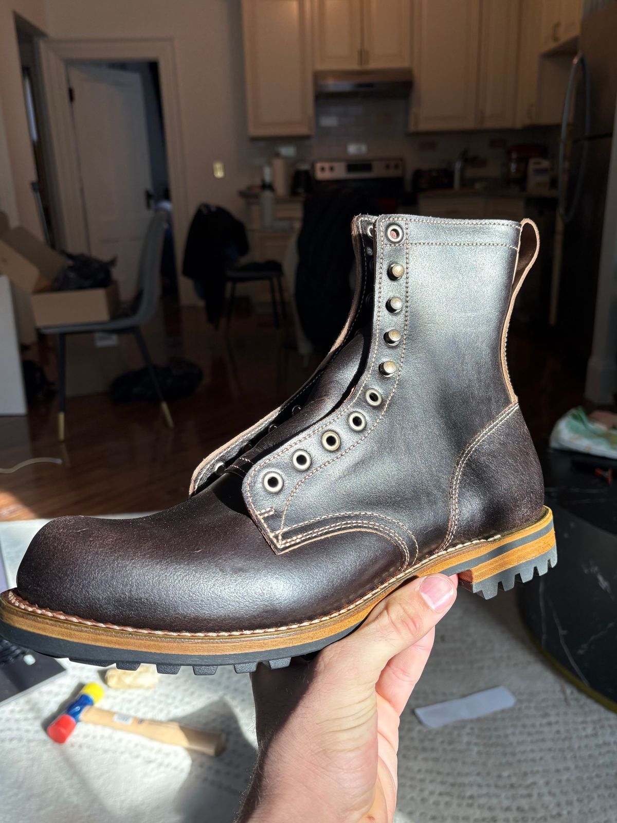 Photo by marens33 on January 23, 2025 of the Truman Upland Boot in Horween Java Waxed Flesh.