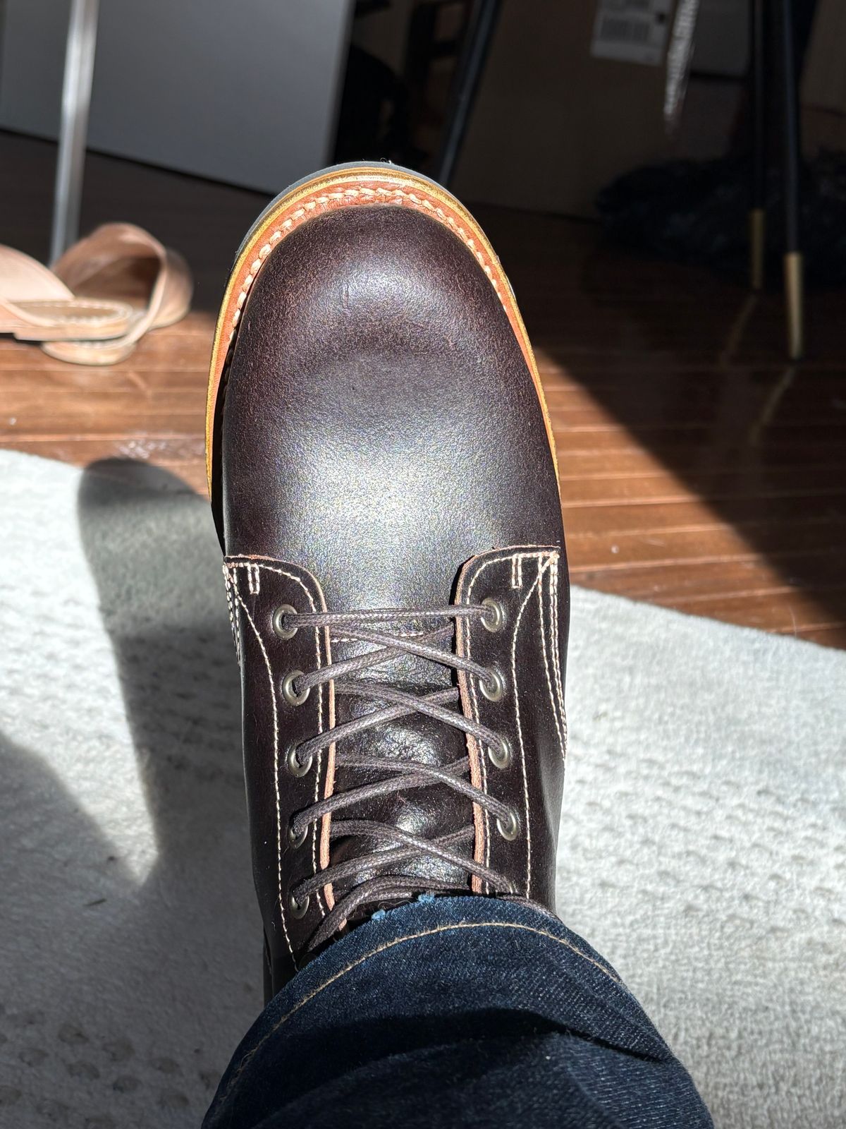 Photo by marens33 on January 23, 2025 of the Truman Upland Boot in Horween Java Waxed Flesh.