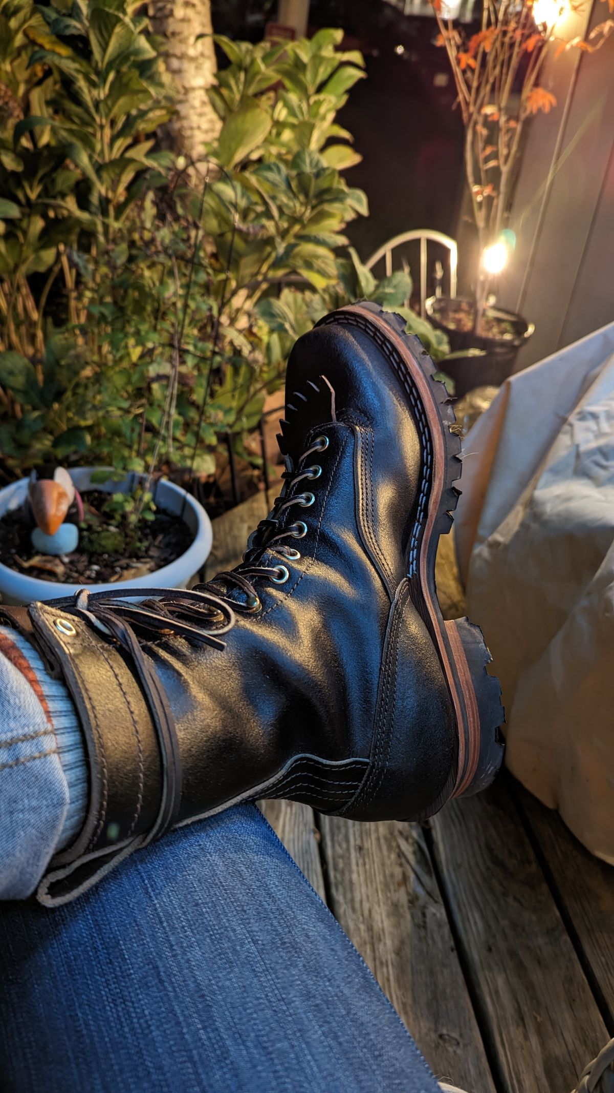 Photo by StinkyWizzleTeets14 on October 9, 2023 of the Nicks Lace to Toe Heritage in Horween Brown Waxed Flesh.