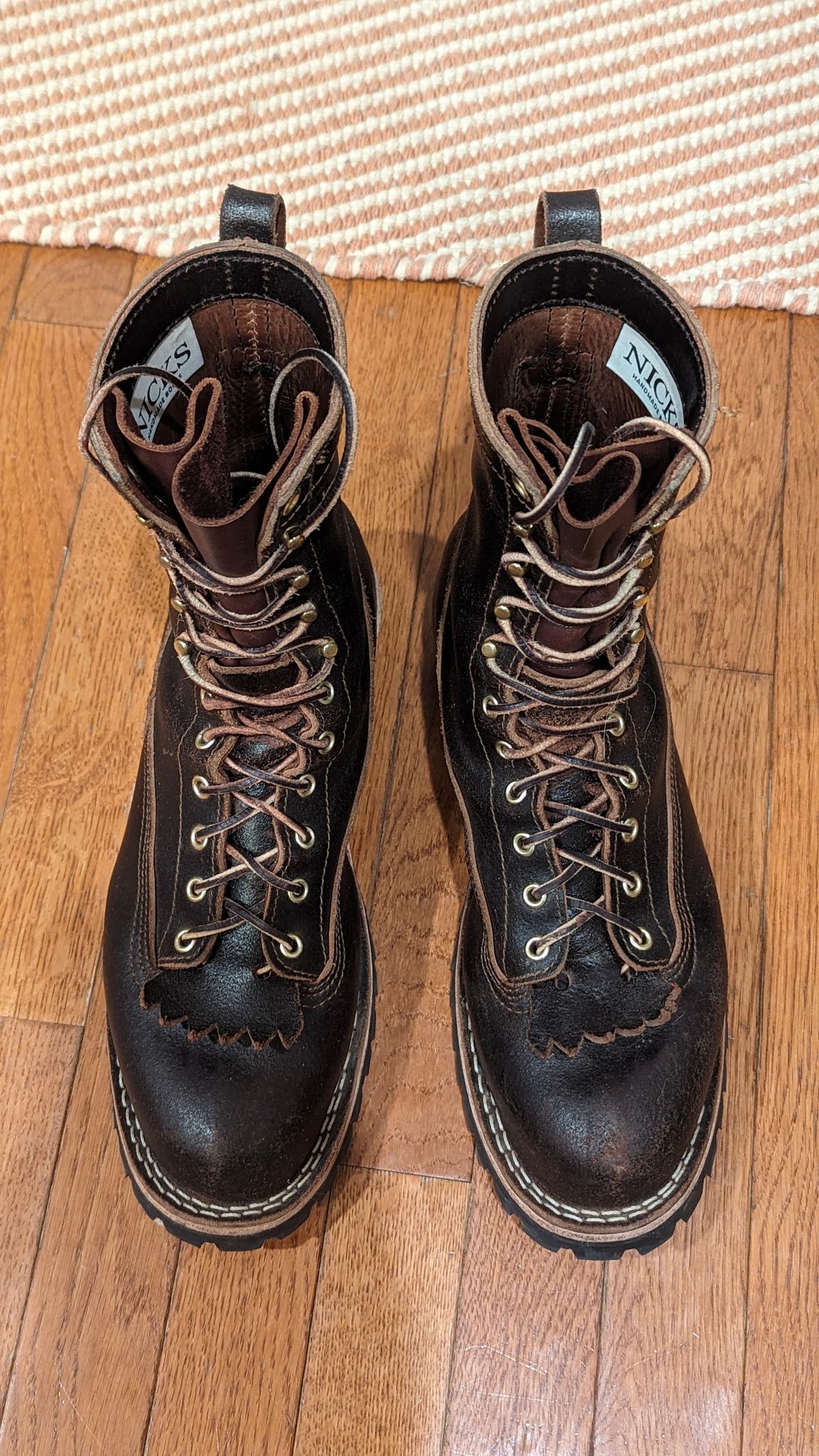 Photo by StinkyWizzleTeets14 on March 6, 2024 of the Nicks Lace to Toe Heritage in Horween Brown Waxed Flesh.